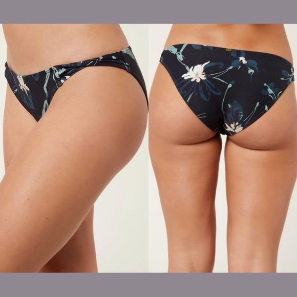 NEW O'Neill Christy Floral Twist Tab Bikini Bottom in‎ Black [SZ Large ] - Picture 2 of 12